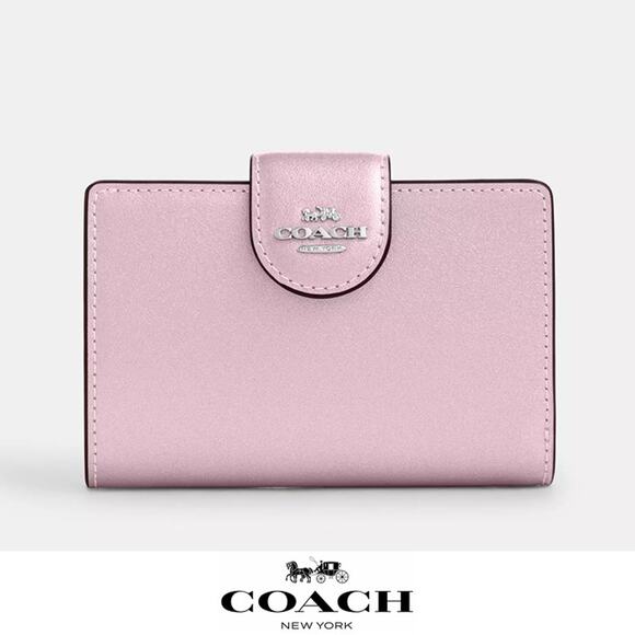 💕Coach Medium Corner Zip Wallet metallic pink - Picture 2 of 11